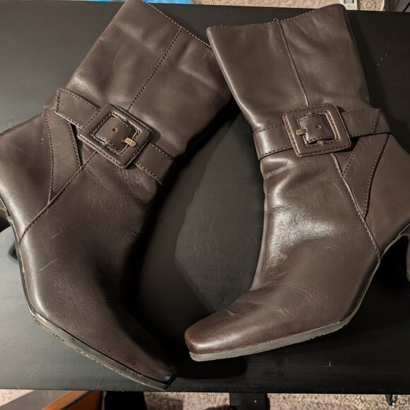 Arturo Chiang Women's Karma Sporty Calf Brown Leather Zip Boot - Size 9M - Picture 3 of 8